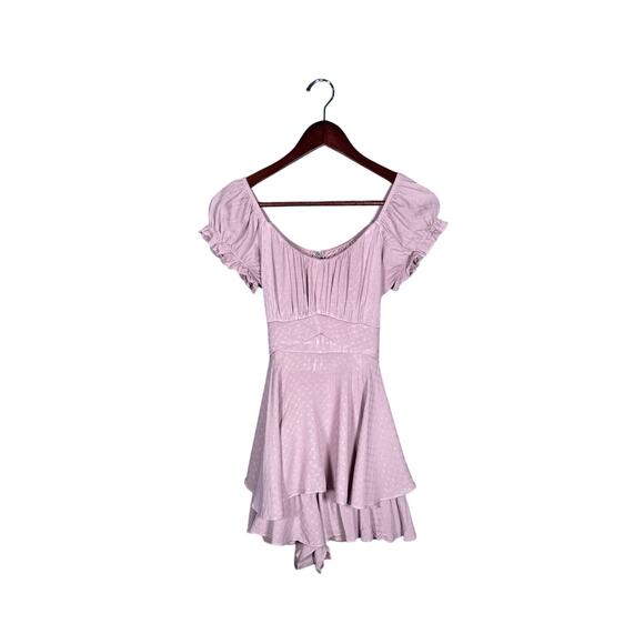 Altar’d State Haisley Romper Womens Medium Purple Ruffled Zips Ties Boho casual - Picture 1 of 5